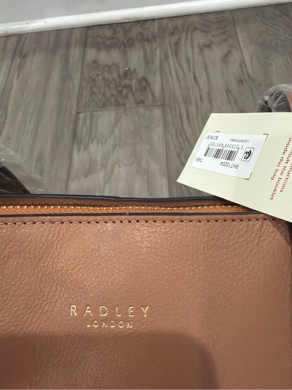 RADLEY LONDON Tan Leather Crossbody with Gold Logo